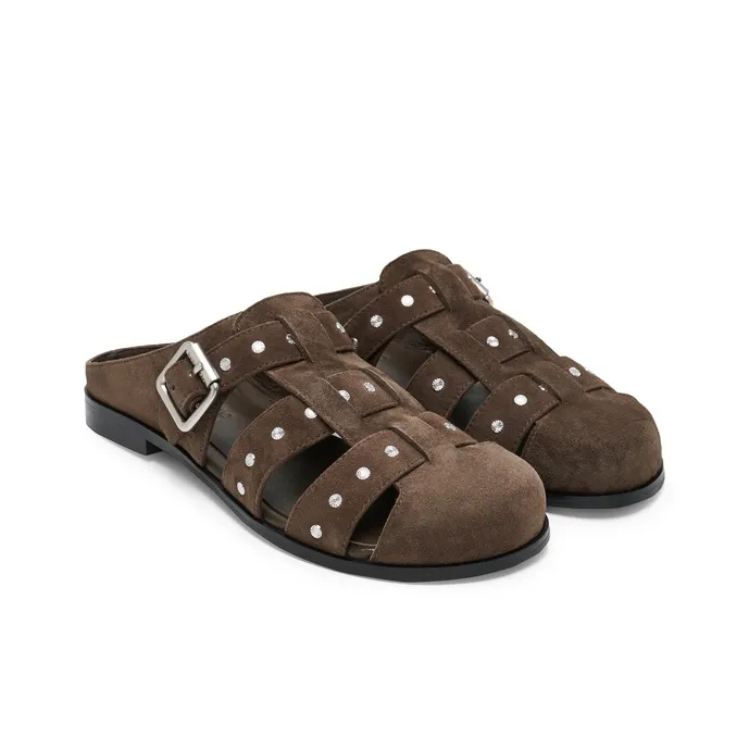 Lost In Echo Wrap toe Slippers Women's Dark Brown-2