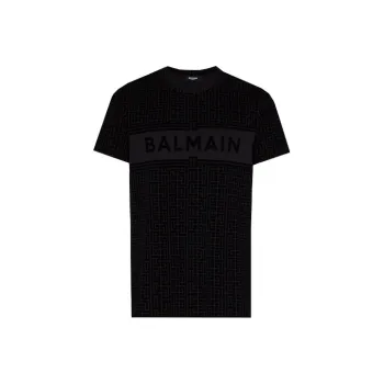 BALMAIN Eco Sustainable Monogram Flock T Shirt