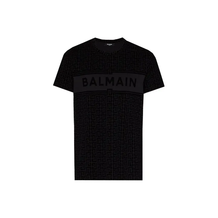 BALMAIN Eco Sustainable Monogram Flock T Shirt-0