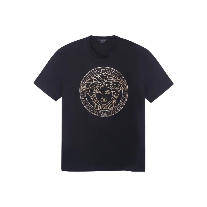 VERSACE SS22 Men's Embellished Medusa Head T-shirt Black-0