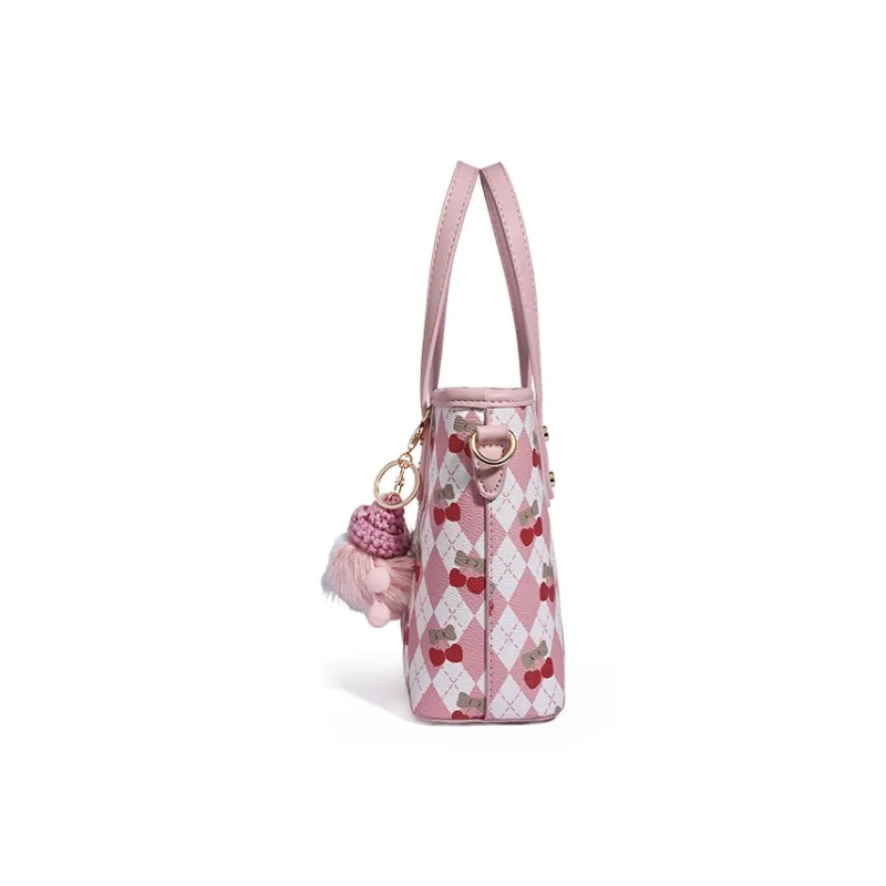 Old Man's Head PU Shoulder Bag Crossbody Bag Handbag Women's Strawberry Pink-2