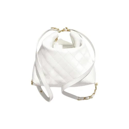 CHANEL Cow Leather Backpack Large Size Women's White