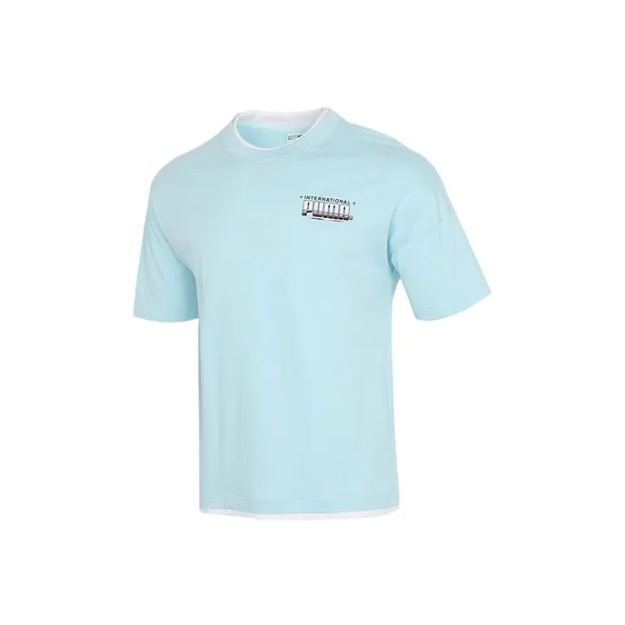 PUMA Drop Shoulder Sleeve T-Shirt Men's Sky Blue-0