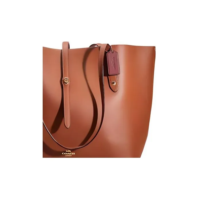 COACH Market Tote Pebbled Leather Tote Bag, Shopping Bag, Shoulder Bag, Handbag Regular Women's Saddle Brown-2