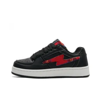 LIANGHUO Coverage Slip Resistant Cushioning Impact Resistance Wear Resistant Low Top Skateboard Shoes Unisex Black Red