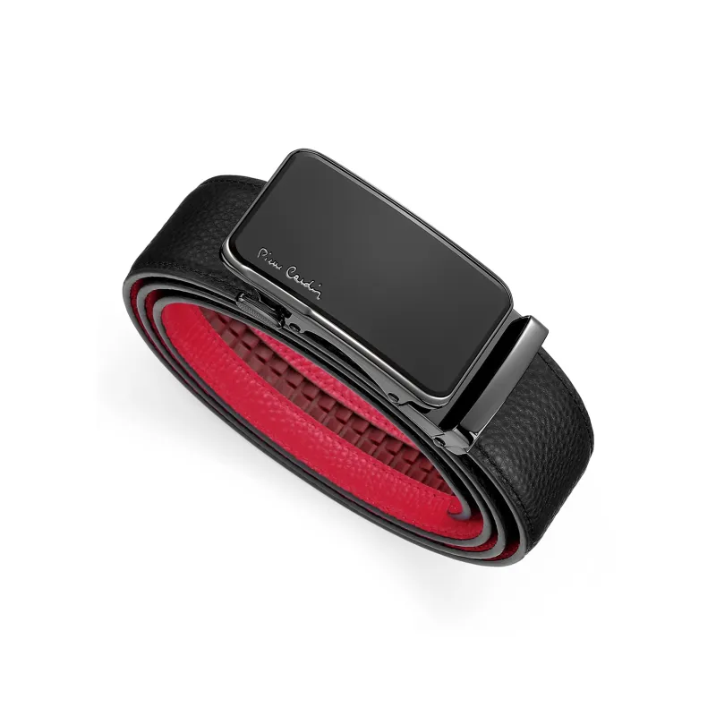 PIERRE CARDIN Double Sided Top Grain Cow Leather Belts Men's Black 3.6CM-7
