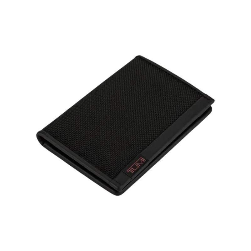 TUMI Alpha Leather With Nylon Wallet Card Holder Men's Black-1