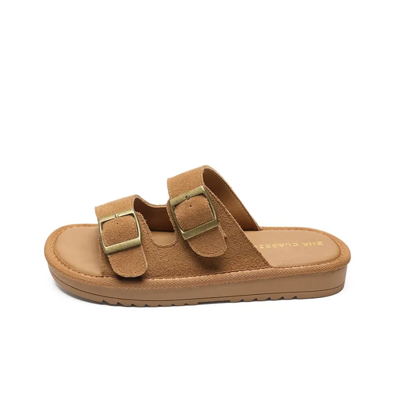 ZHR Slide Slippers Women's Khaki, Chestnut-6