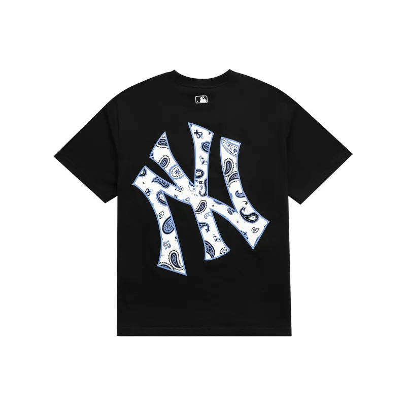 MLB New York Yankees Drop Shoulder Sleeve T Shirt Unisex Black-0