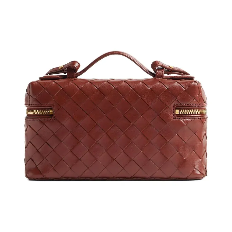 Bottega Veneta Cow Leather Makeup Bag Women's Sapele Red-2