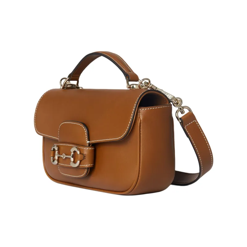 GUCCI Horsebit 1955 Leather Shoulder Bag, Crossbody Bag, Handbag Trumpets Women's Brown-1