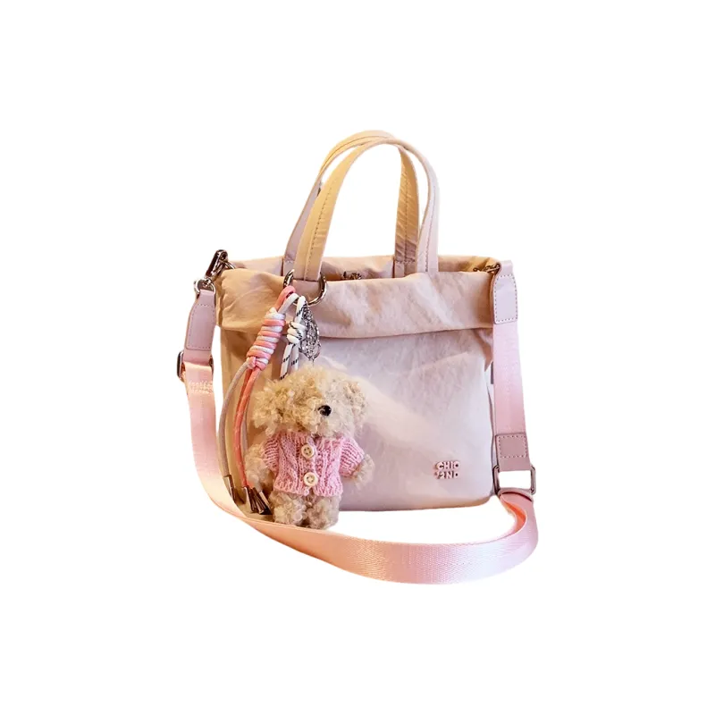 PAYOT Nylon Shoulder Bag, Crossbody Bag, Handbag Regular Women's Ecru/Pink-5