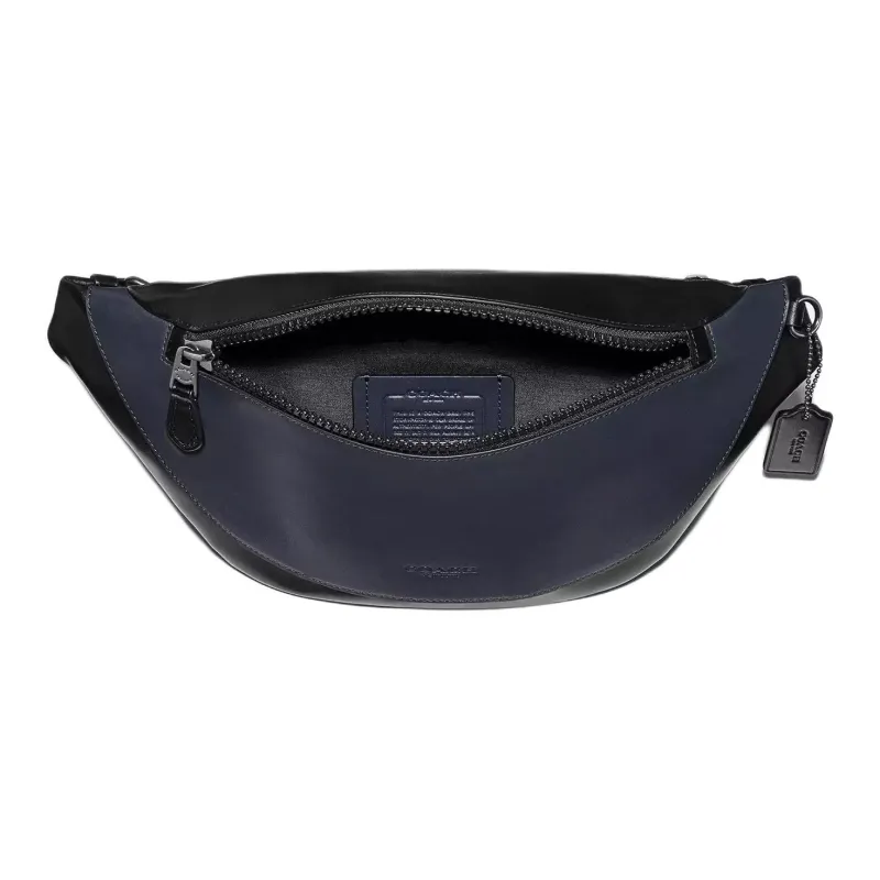 COACH Warren Leather One Shoulder Crossbody Fanny Pack Men's Gray Copper Mix Black-1