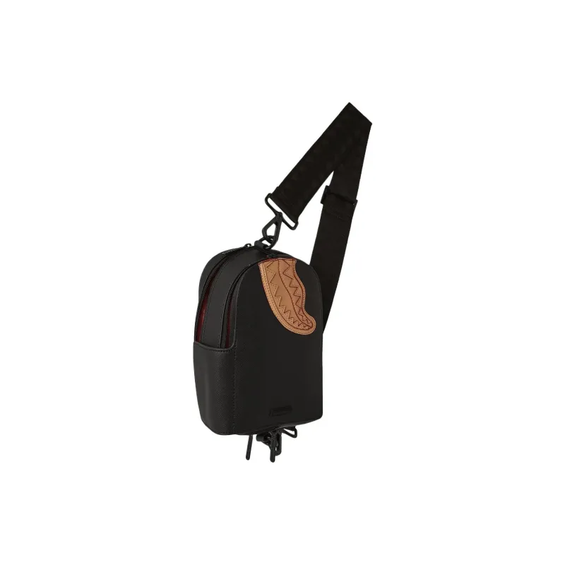 SPRAYGROUND Artificial Leather One Shoulder Sling Bag Unisex Black & Brown-1
