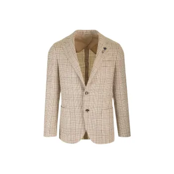 LARDINI Check Pattern Single Breasted Blazer