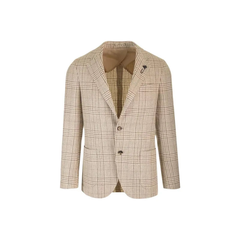 LARDINI Check Pattern Single Breasted Blazer-0