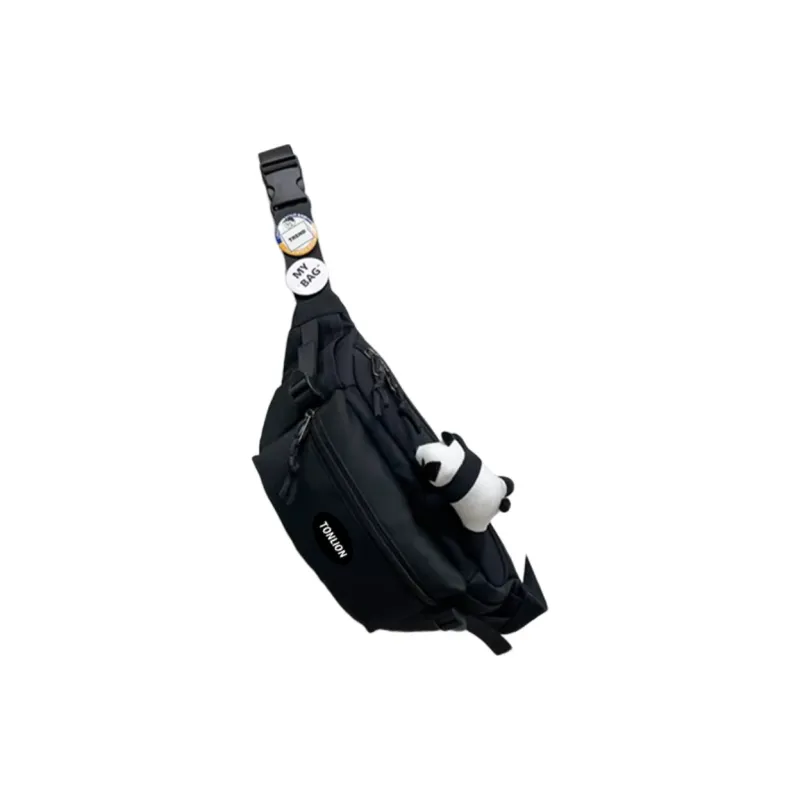 Tonlion Nylon Fabric Sling Bag, Fanny Pack Regular Unisex White/Black-8