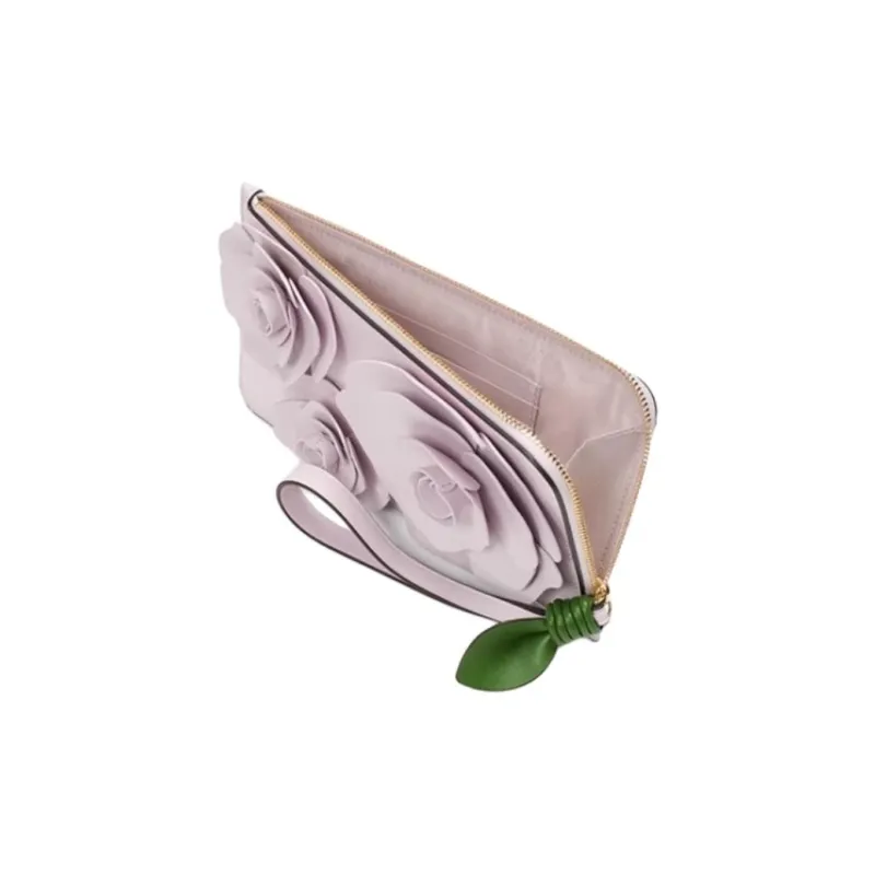 Kate Spade Cow Leather Wallet Medium Size Women's Light Purple-2