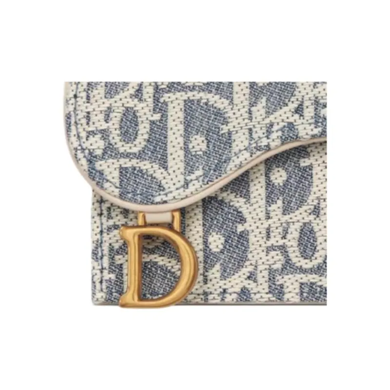 DIOR Cow Leather Card Holder Regular Women's Blue-4