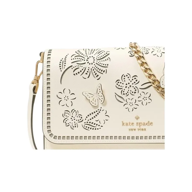 Kate Spade Split Cow Leather Crossbody Bag Medium Size Women's White-5