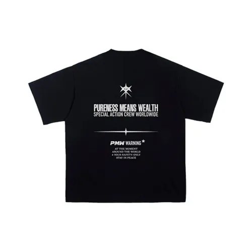 P.M.W 블랙 남성 티셔츠