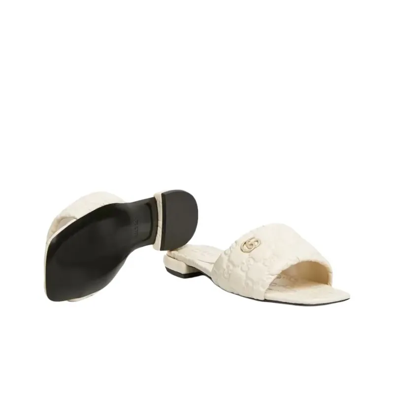GUCCI Slide Slippers Women's White-5