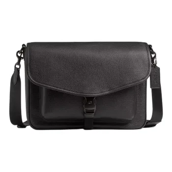COACH Charter Leather Messenger Bag, Shoulder Bag Large Size Men's Black