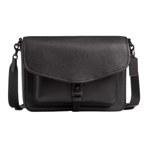 COACH Charter Leather Messenger Bag, Shoulder Bag Large Size Men's Black