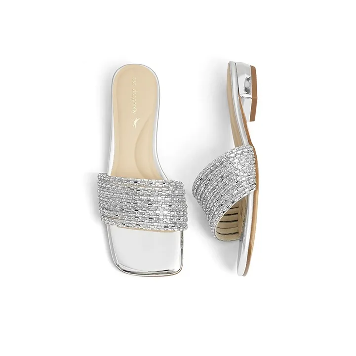 RED DRAGONFLY Rubber Sole Rhinestone Slide Slippers Women's-8