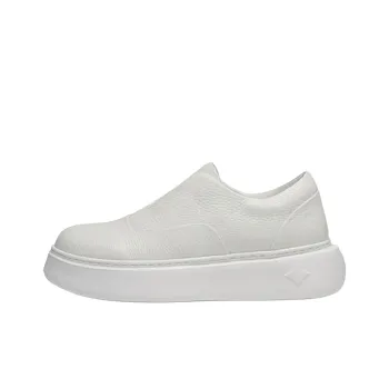 Ruomini Anti Slip Wear Resistant Low Top Skateboard Shoes Men's White