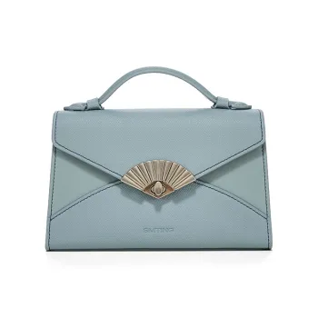 Simedin Cow Leather Shoulder Bag Crossbody Bag Handbag Small Size Women's Haze Blue/Ecru