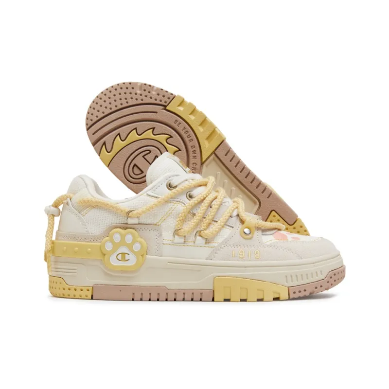 Champion Claw Headphone Shoes Low Top Skateboard Shoes Women's Milk White/Linen-4