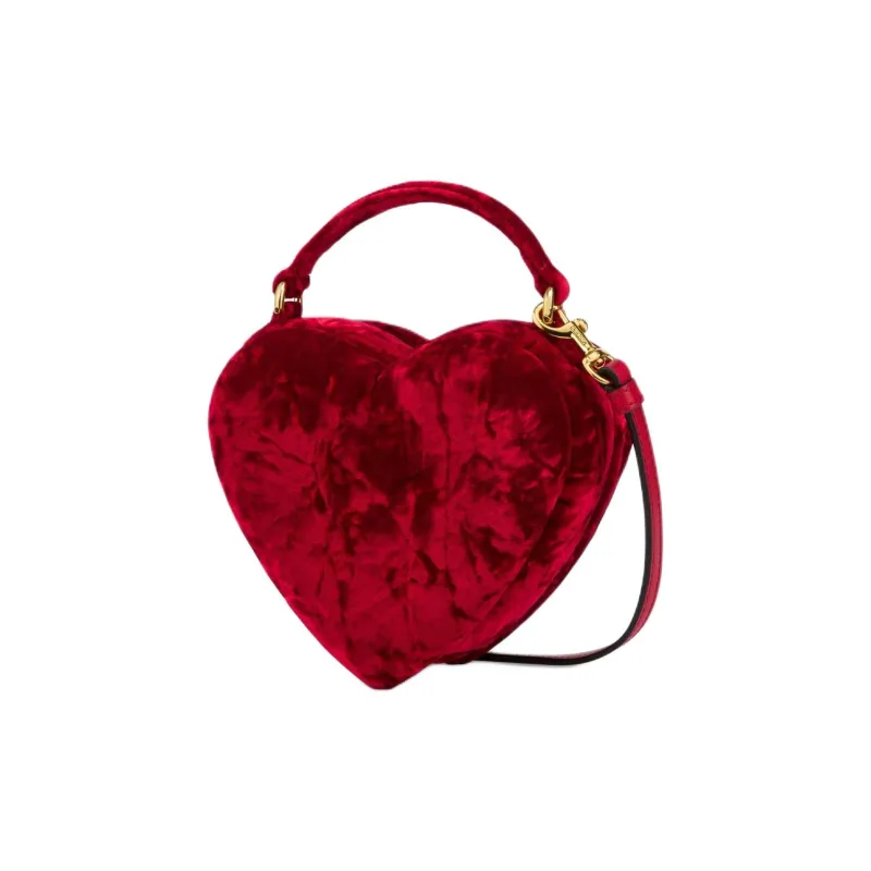 MOSCHINO Viscose Heart Shaped Bag Shoulder Bag Crossbody Bag Handbag Women's Red-1