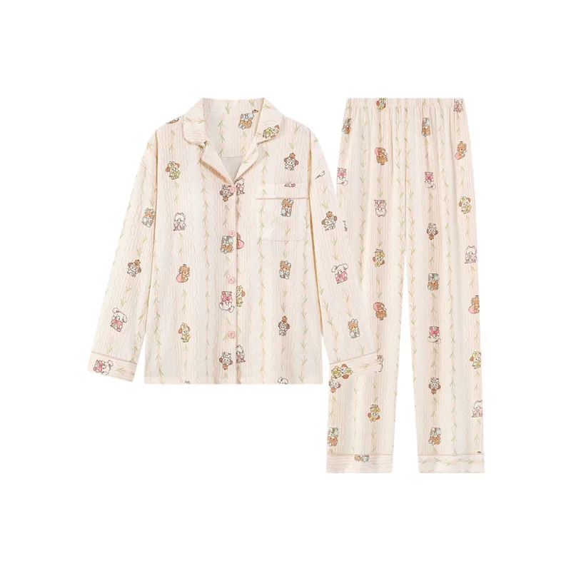 XIAFENYAN Pajama Set Women's Apricot-0