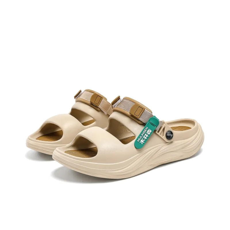 Mulinsen Beach Sandals Unisex Black/Khaki Brown/Matcha Green-11