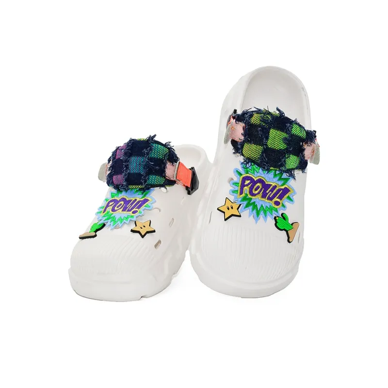 OUBT Exploded Cactus, Embroidery Clogs Unisex White-3