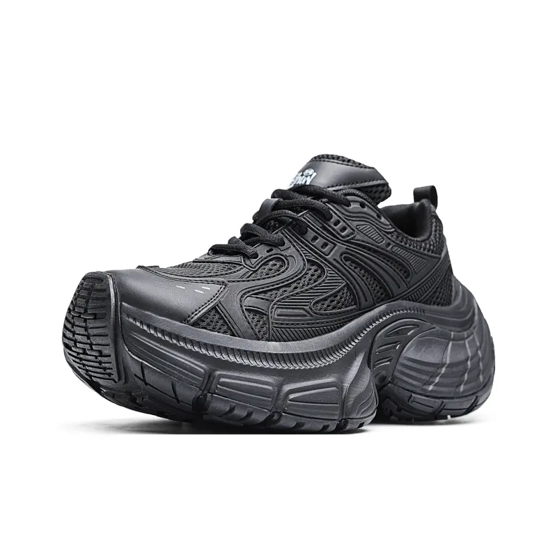 MVA Slip Resistant, Abrasion Resistant, Breathable, Impact Resistant, Lightweight Low Top Chunky Sneakers Unisex Black-1