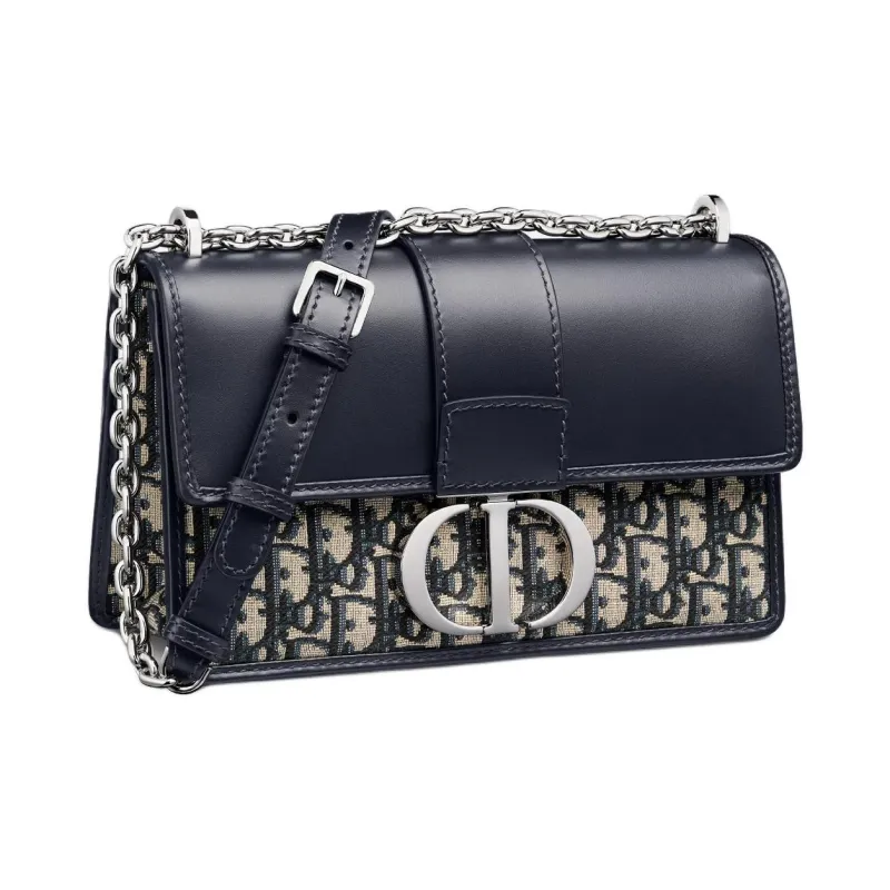 DIOR 30 Montaigne Oblique Printed Fabric With Smooth Cow Leather Shoulder Bag, Crossbody Bag Regular Women's Blue-2