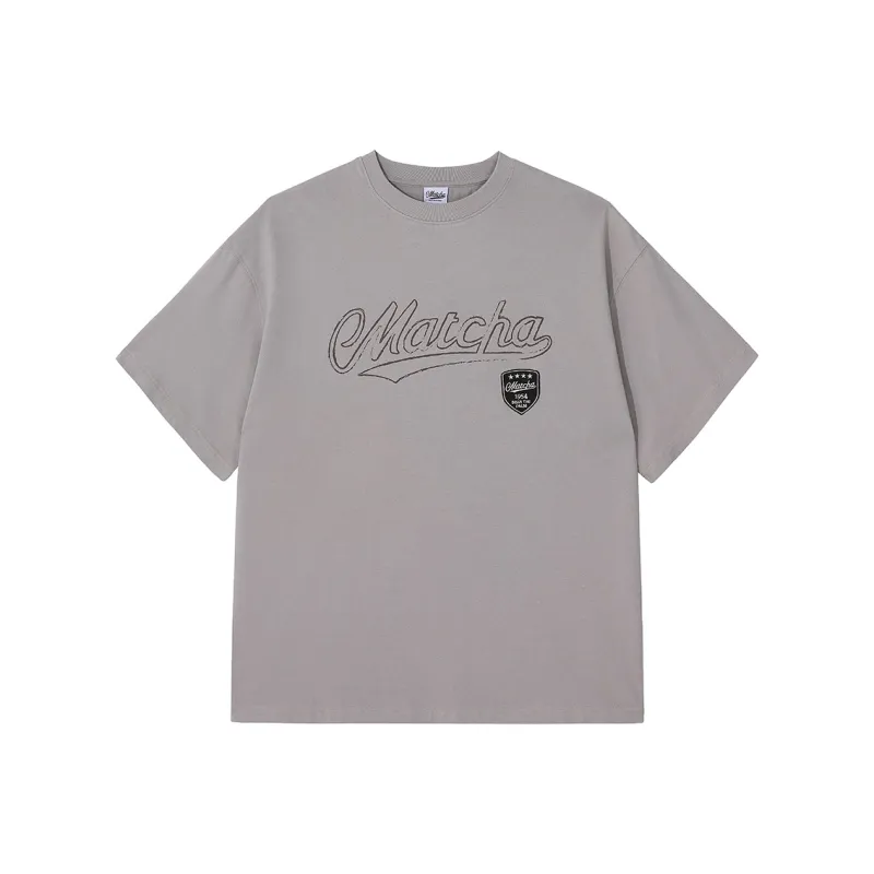 MATCHA STORY College Series T-Shirts Unisex Gray-0