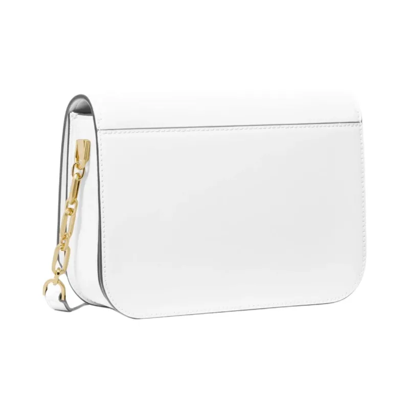 MICHAEL KORS Delancey Split Cow Leather Messenger Bag, Shoulder Bag, Crossbody Bag Medium Size Women's White-1
