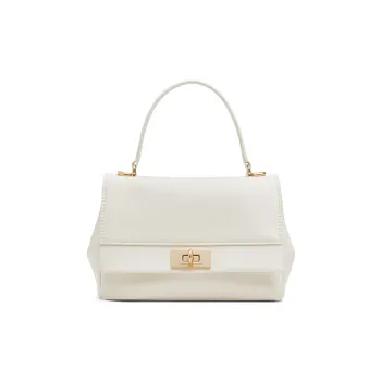 CHARLES&KEITH PU Crossbody Handbag Small Size Women's Cream Milk White/Black