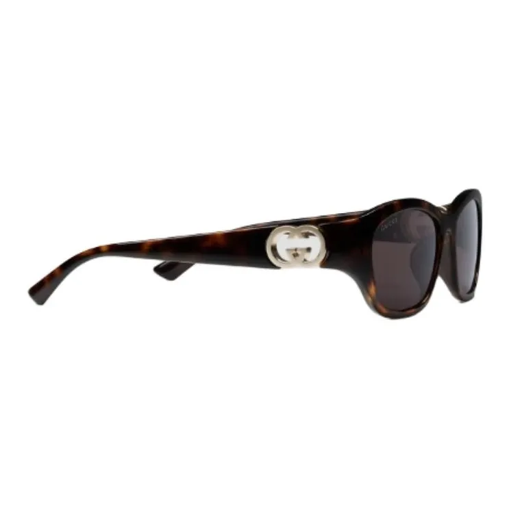 GUCCI Injection Molded Rectangular Sunglasses Women's Black/Tortoiseshell-4