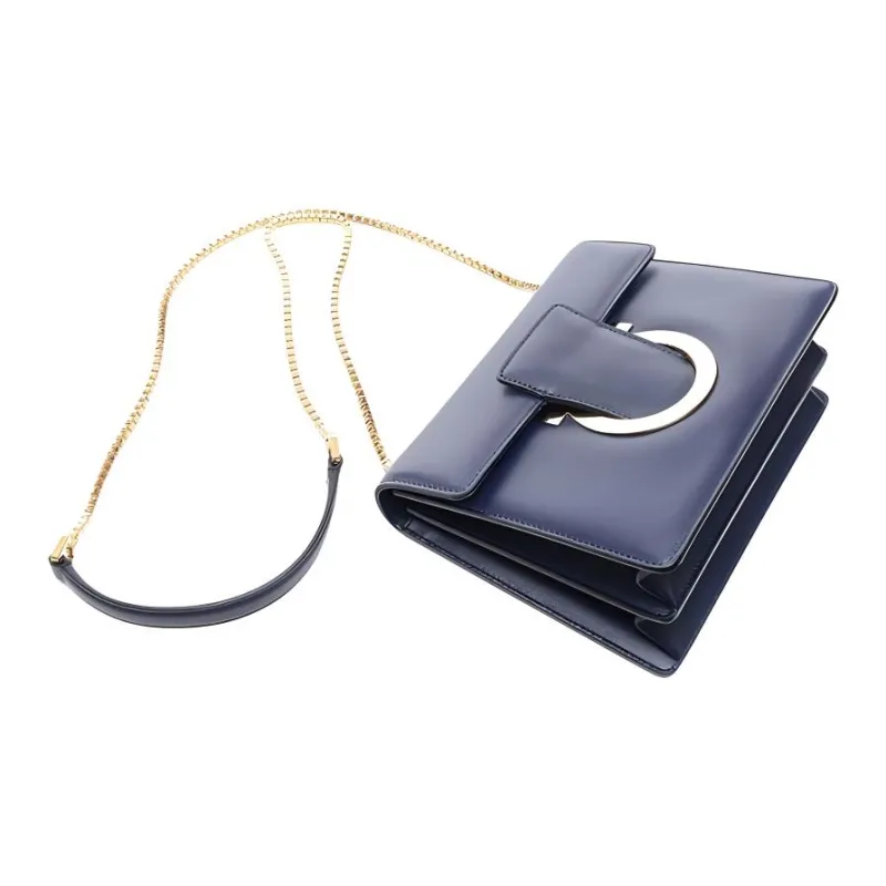 FERRAGAMO Cow Leather Shoulder Bag, Crossbody Bag Women's Blue-4