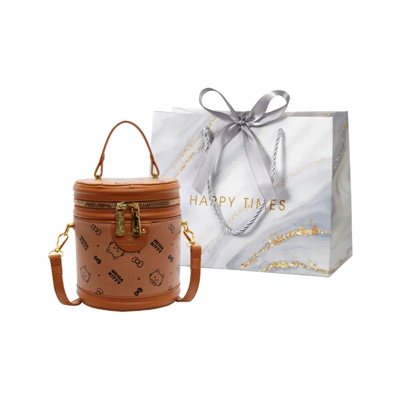 Miss Angel PU Bucket Bag, One Shoulder Handbag Women's Pink/White/Brown-6