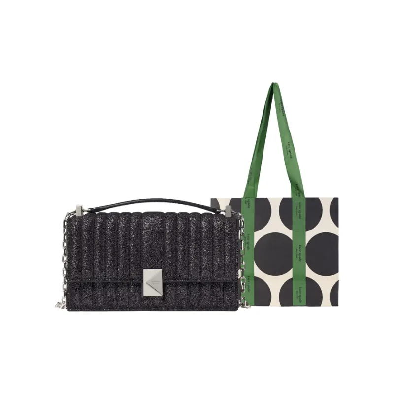 Kate Spade Sequins, Suede Shoulder Bag, Crossbody Bag, Handbag Mini Women's Black-6