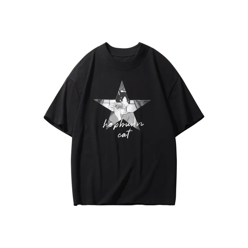 Hepburn Cat T-Shirts Unisex-0