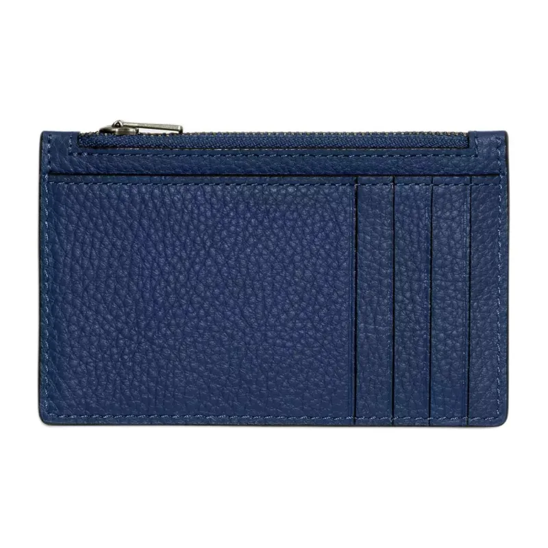 COACH Refined Pebbled Leather Card Holder Mini Men's Dark Blue-1