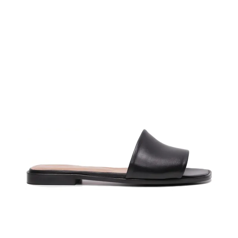 FLATTERED Rubber Sole Slide Slippers Women's Black-1