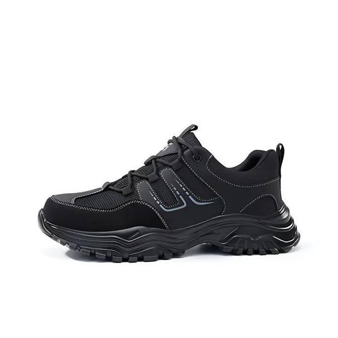 GUYISA Non slip, Wear resistant, Impact resistant Low Top Chunky Sneakers Unisex Black-0