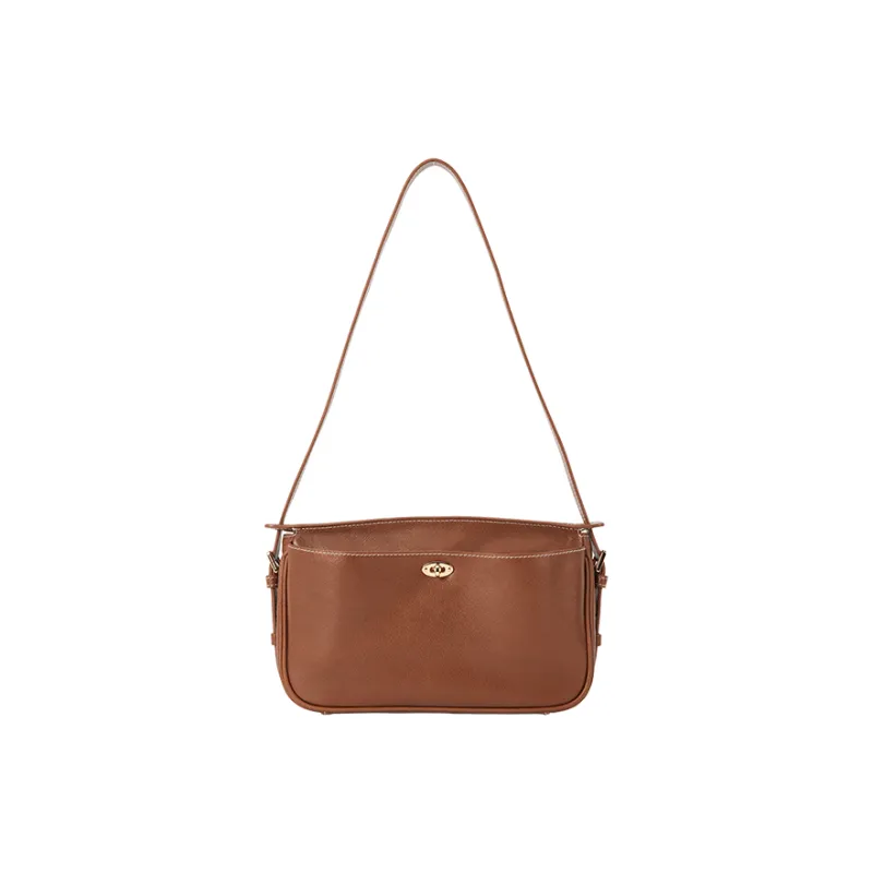 VANESSA HOGAN Top Grain Cow Leather Crossbody Bag Pochette, Shoulder Bag Women's Cocoa Red Brown/Obsidian Black-1